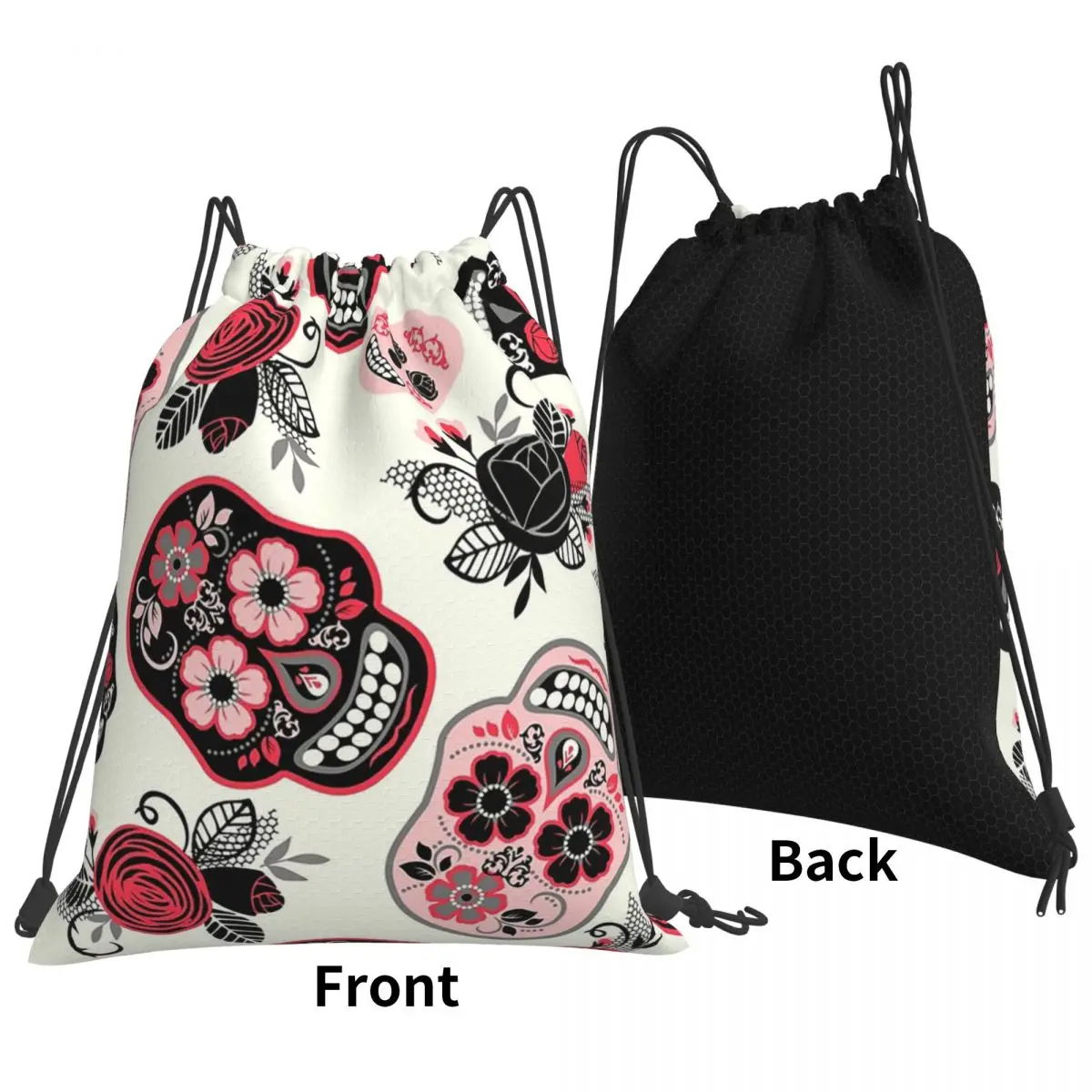 Day Of The Dead Skulls And Roses Backpacks Fashion Drawstring Bags Sundries Bag Book Bags for Man Woman Students