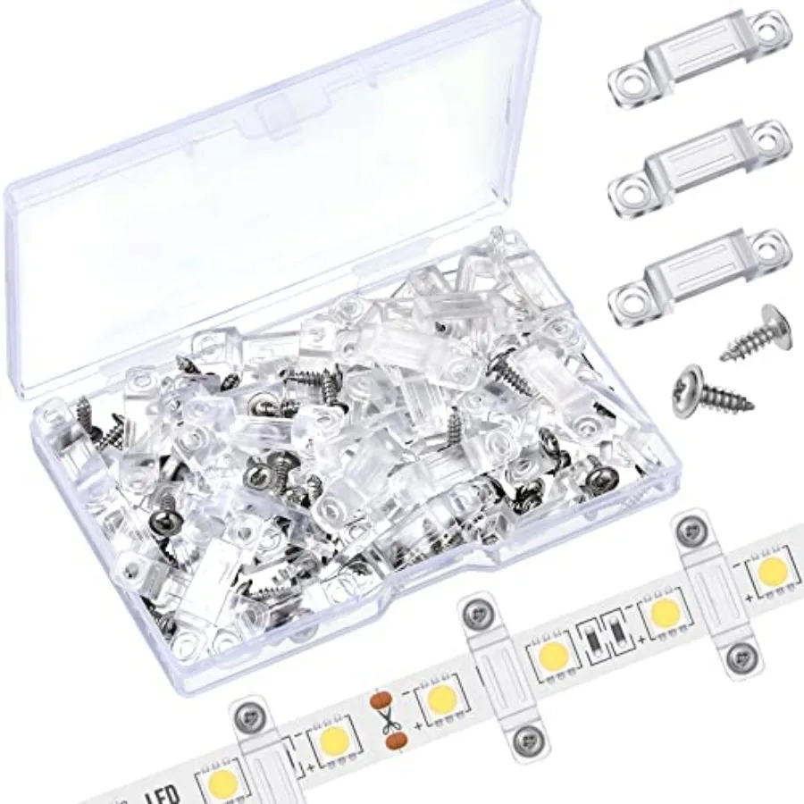 

Pcs LED Light Strip Clips Clear Strip Light Mounting Brackets LED Holder Clamp Outdoor with Screws 12 mm Wide for Holidays Part