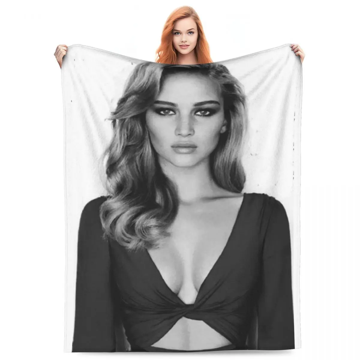 J-Jennifer Lawrences Flannel Blankets Quality Soft Durable Actress Throw Blanket Autumn Camping Bedroom Printed Bedspread