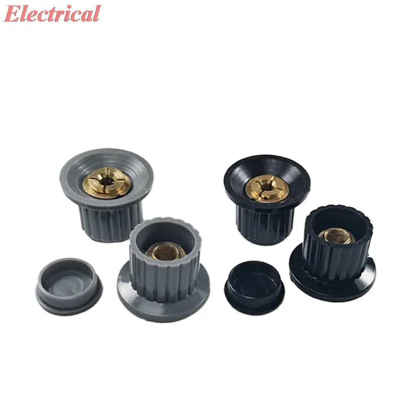 4mm 6mm Shaft Hole Dia Plastic Threaded Knurled Shaft Potentiometer Knob Cap Black/Grey 16x16mm 25x18mm 32x20mm