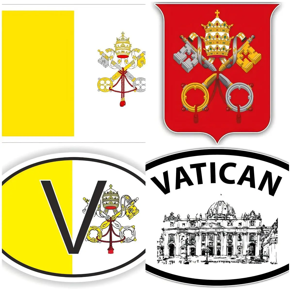 

Vatican Flag Design Vinyl Stickers Travel Luggage Car Body Guitar Windows Sports Racing Exterior Decor