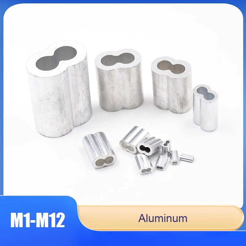 

1/2/5/10/20pcs Aluminum Double-Hole Cable Crimping Sleeves M1-M12 Figure-8 Retaining Sleeves Steel Wire Clips Fishing Line Clips