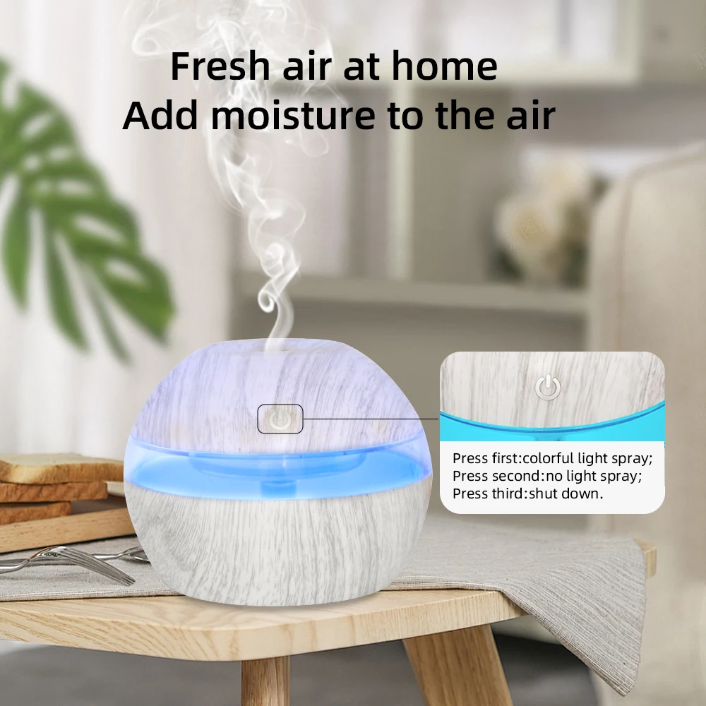 300ml Humidifier Diffuser with Smart Touch Control, 7 Color LED Mood Lights, USB Powered Cool Mist for Home, Office, Yoga , Pre