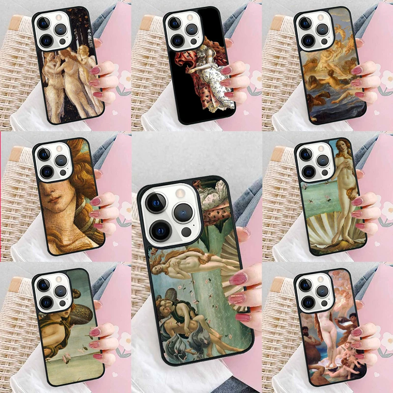 Art Paintings The Birth Of Venus Soft Phone Case Cover for iPhone 16 Promax 15 Pro 13 14 Plus 11 12 Mini XR XS MAX Coque