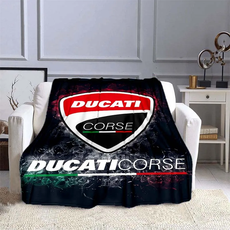 

new model Fashionable motorcycle logo d-dUcAtIs printed blanket sofa bed office warm hotel travel flannel portable gift blanket