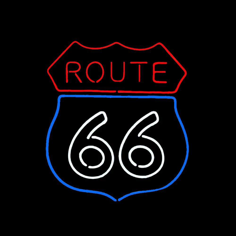 Route 66 Custom Lamp Handmade Real Glass Tube Bar KTV Firm Shop Store Direction Display Neon Sign Light Room Wall Decor 17