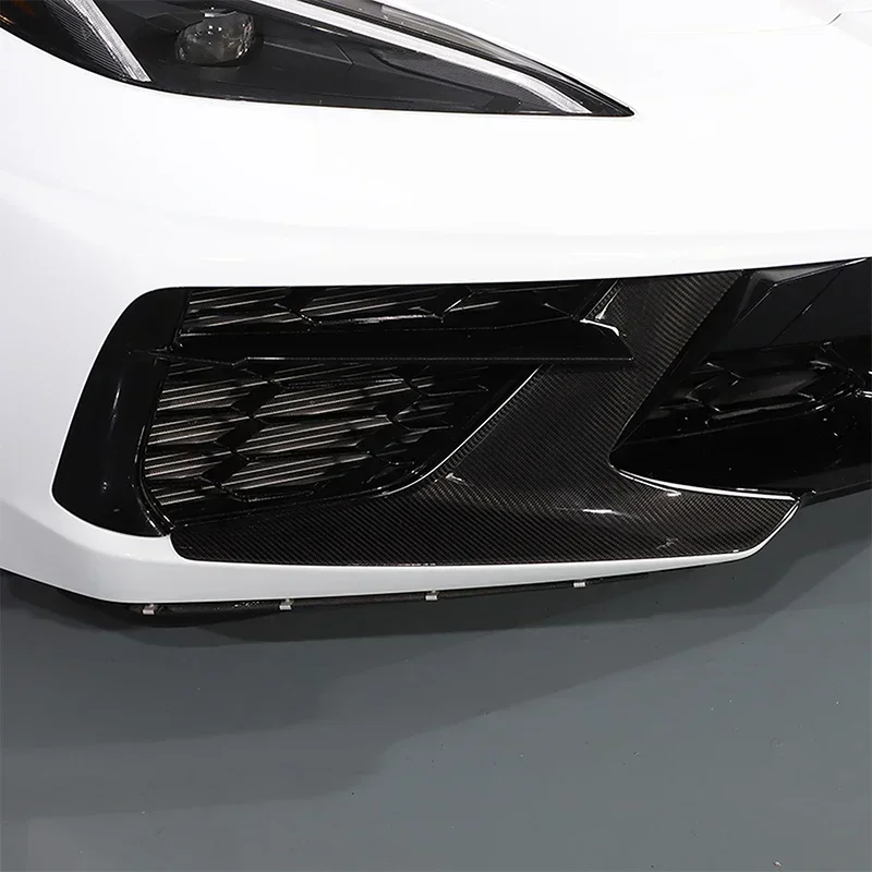 Real Carbon Fiber Car Front Grille Side Cover Trim Sticker Car Accessories For Chevrolet Corvette C8 Stingray Z51 Z06 2020-2024