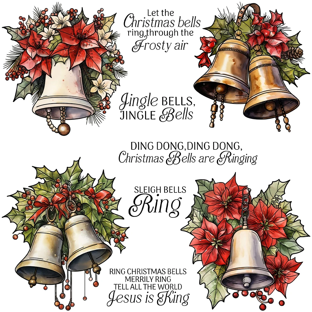 

Mangocraft Merry Christmas Bells Clear Stamps DIY Xmas Scrapbooking Supplies Silicone Stamps For Card Making Albums Decor