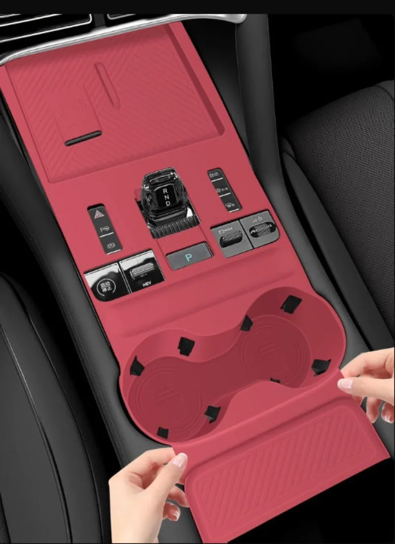 

For BYD Song Plus Center Console Cover, Anti-Slip Silicone Mat for Wireless Charger & Cup Holder