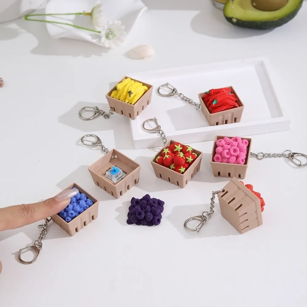 Funny Simulation Fruits Colorful Fruits Keychain Cartoon Creative Stress Relief Keychain Fidget Keychain For Adults