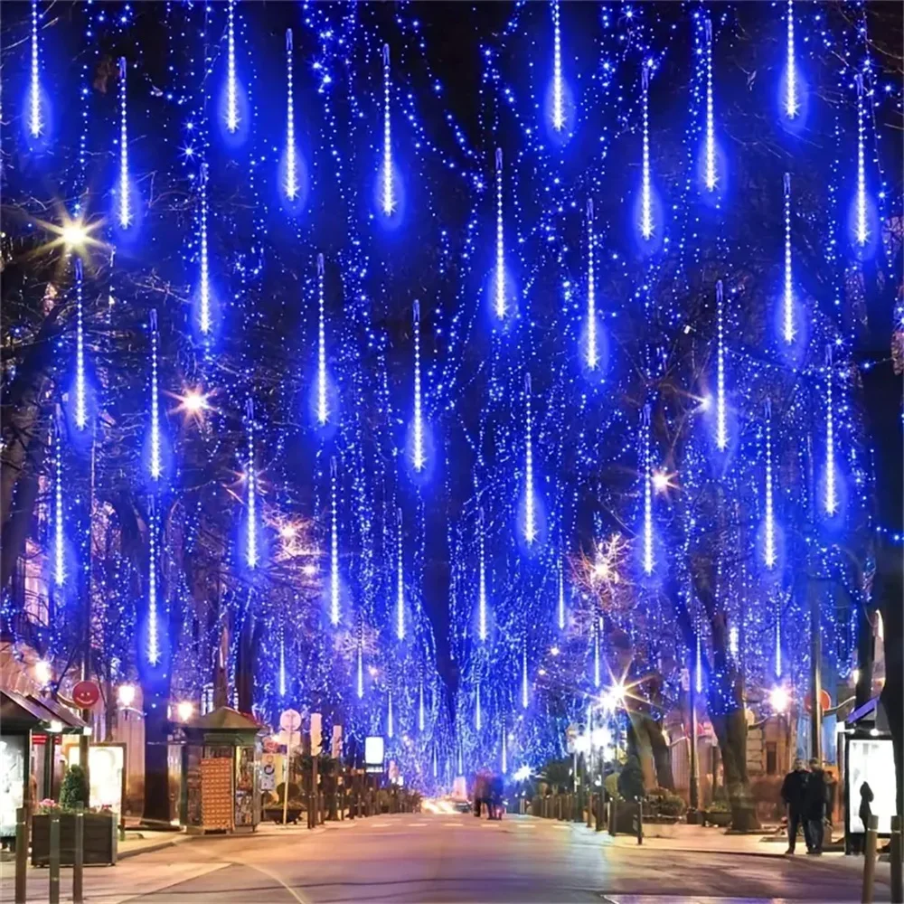 

32/24/16/8 Tubes LED Meteor Shower Lights Fairy Garden Yard Decor Outdoor Street Garland Christmas Decoration 2025 Xmas New Year