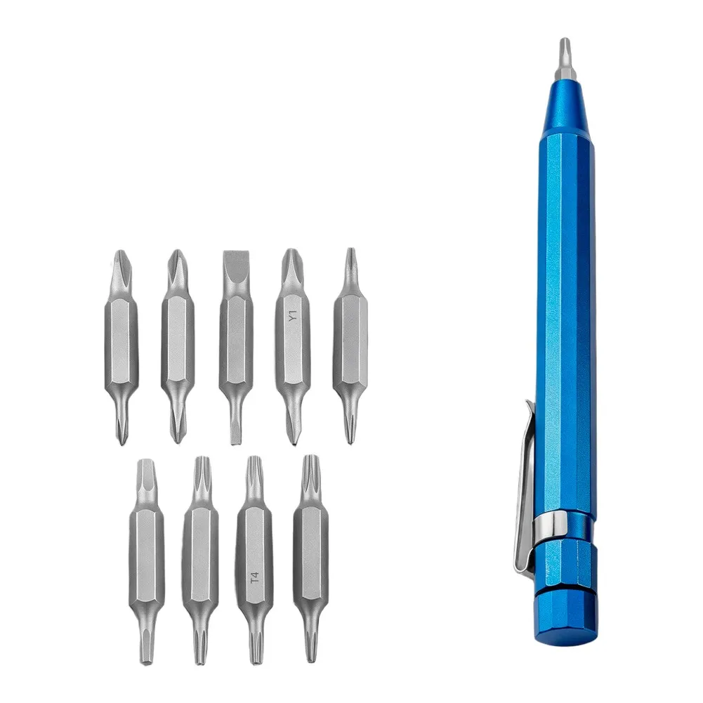 19 In 1 Precision Screwdriver Set Aluminum Alloy Pen Style With Magnetic Bits For Phone Glasses Watch Notebook Repair Tool Kit
