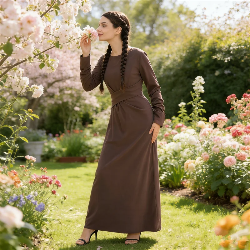 

Muslim Women Long Sleeve Maxi Dress Dubai Abaya Turkey Kaftan Ramadan Eid Abayas Caftan Marocain Femme Robe Islam Clothing Gown