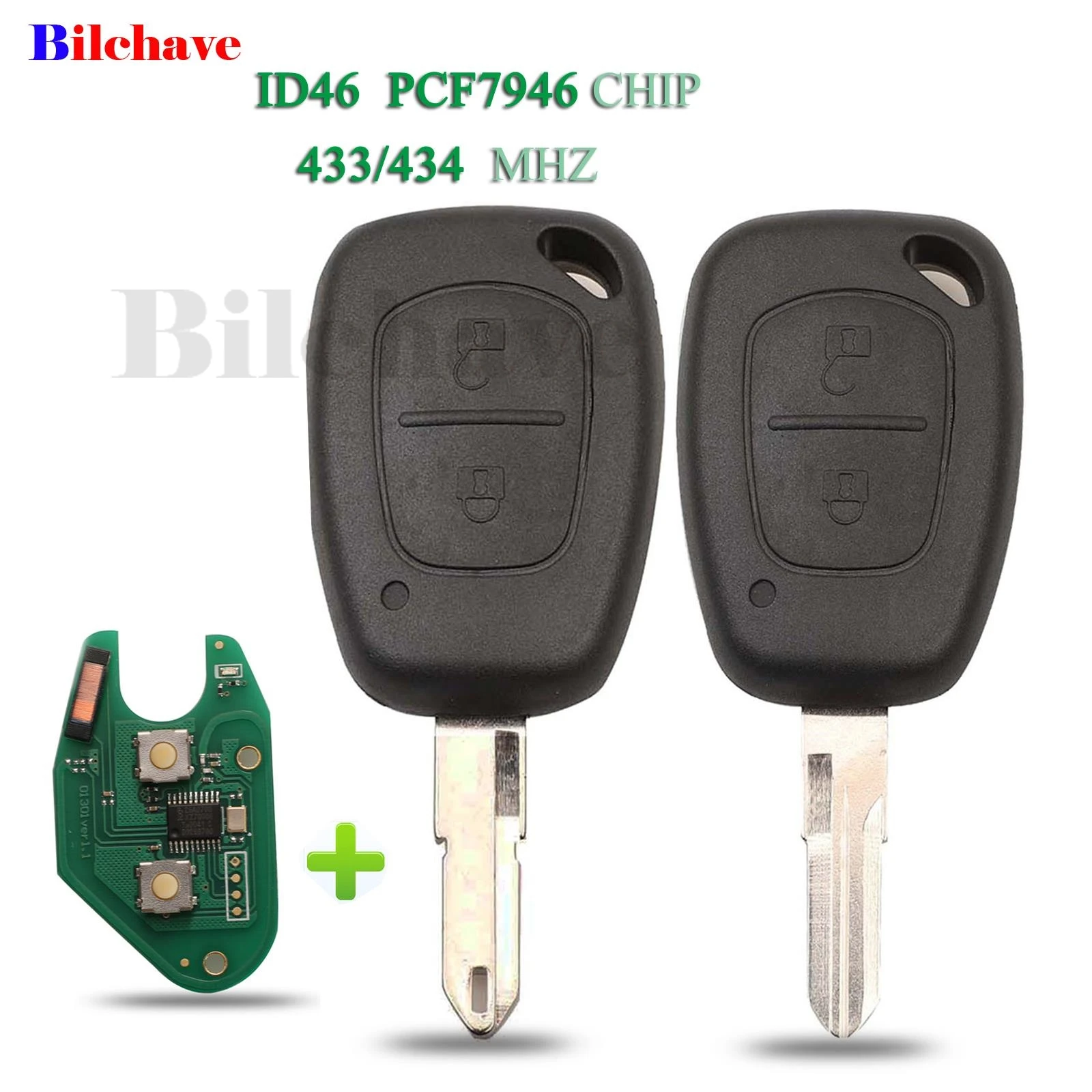 jingyuqin 2BNT For Renault Traffic Master Vivaro Movano Kangoo Remote Car Key 433/434Mhz PCF7946 Chip FOB With NE72 VAC102 Blade