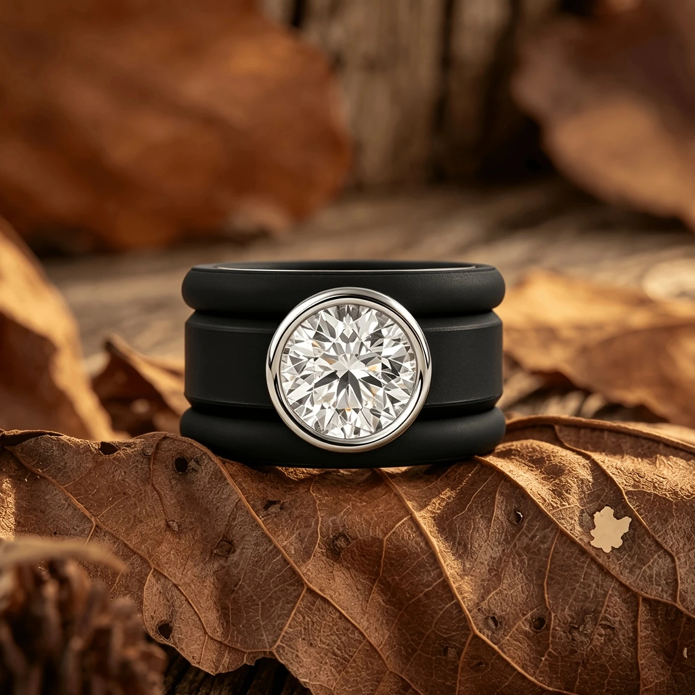 3pcs black round edge women's ring, set with shiny CZ, can replace traditional wedding ring, suitable for daily work and life