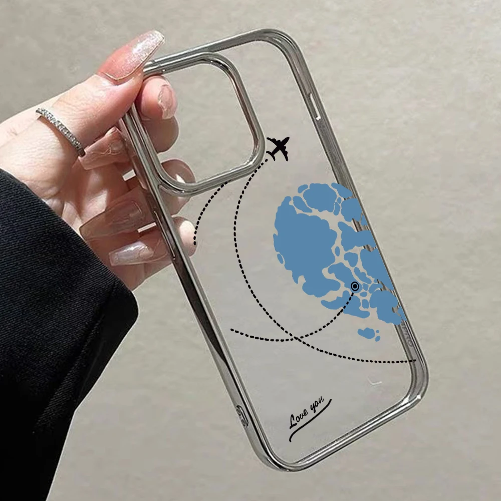 Segelndes Liebespaar Muster Transparente Hülle für iPhone 14 15 Pro Max Hüllen iPhone 12 11 13 16 17 Pro Max Plus Beschichtete Sturzsichere Hülle – Detail 5