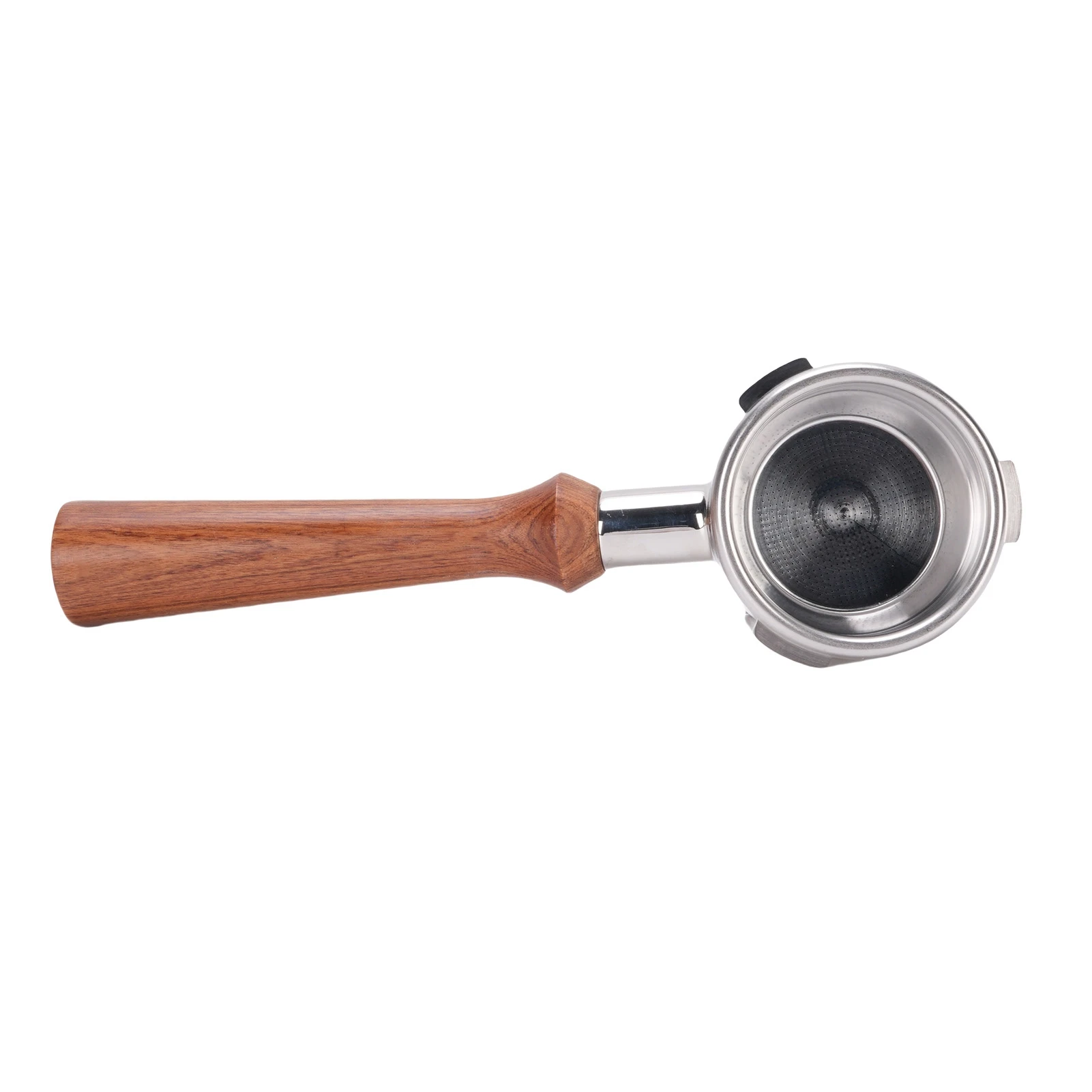 Portafiltro de 58mm con doble boquilla, portafiltro para cafetera de acero inoxidable con mango de madera para reemplazo