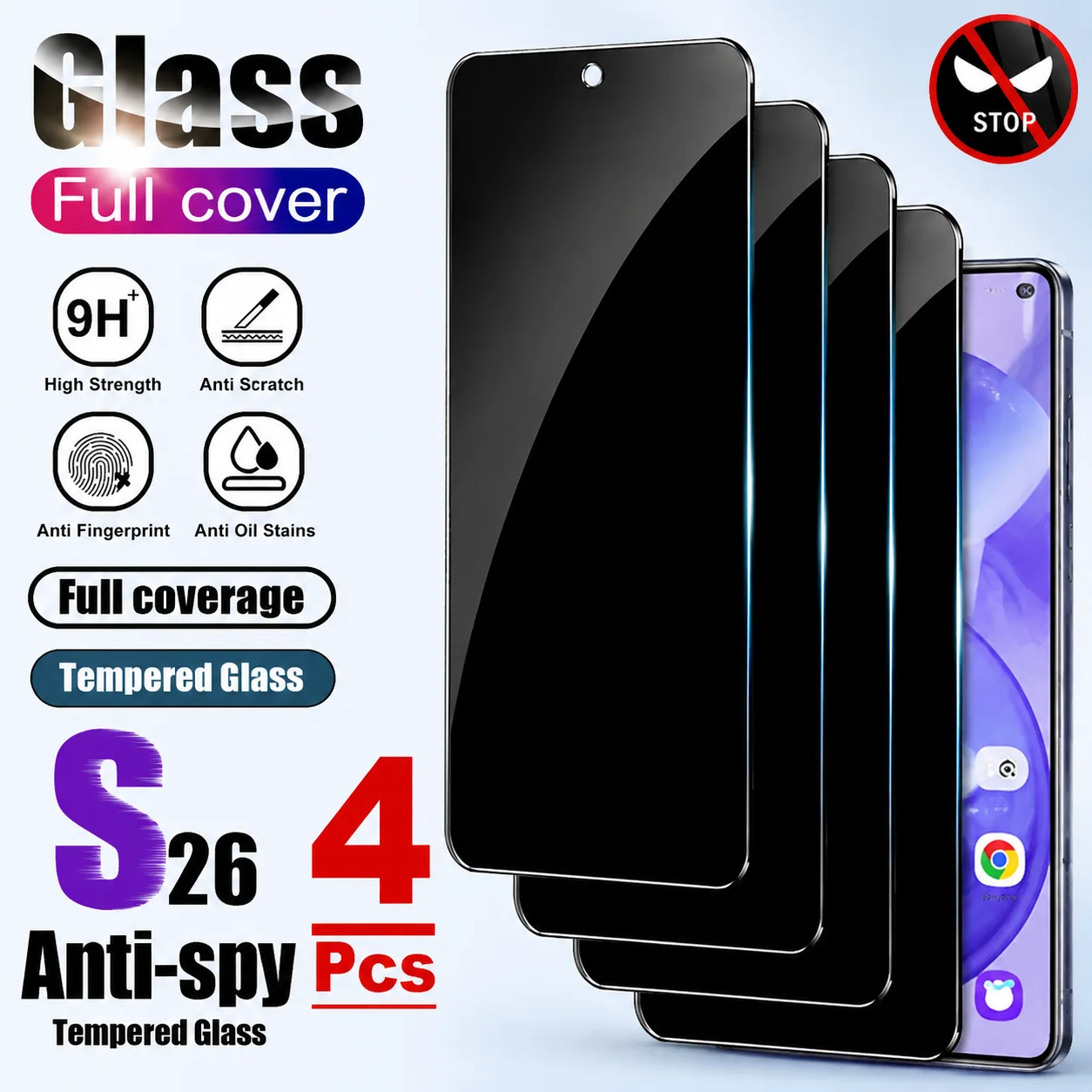 4Pcs Anti Spy Tempered Glass for Samsung Galaxy S26 S25 S24 Ultra S23 S22 S21 Plus S25 S24 S23 FE Anti-Scratch Screen Protector