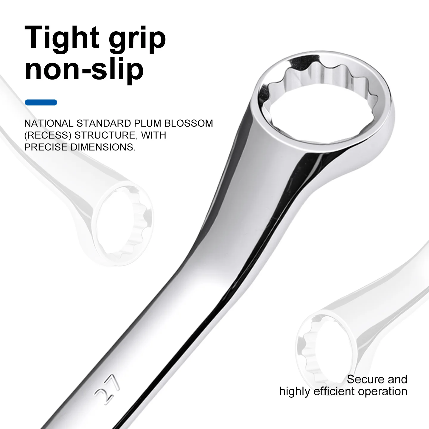 Mirror Polish Double Box End Wrench Chrome Plated Tool Steel Drop Forged Heat Treated Rustproof Spanner 5.5-50mm Auto Repair