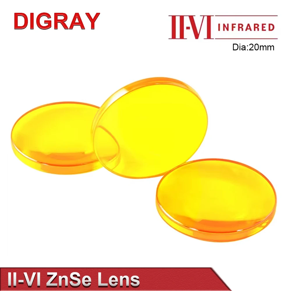 DIGRAY II-VI ZnSe Focusing Lens Diameter 20mm FL 50.8mm 63.5mm Suitable for CO2 Engraving and Cutting Machine Accessories