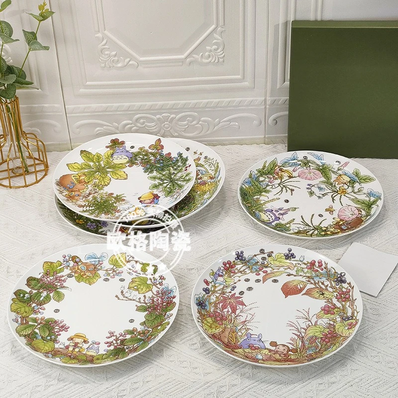 

Adorable Household Bone China Plates Steak Western Dinner Plates Beautiful Cartoon Prints Perfect for Home Daily Dining