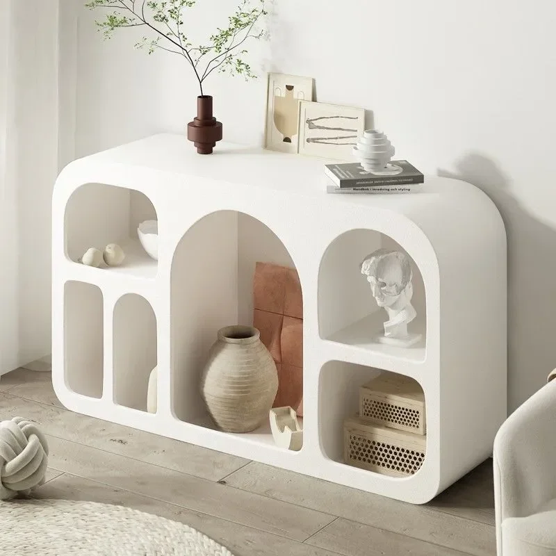 Cream display cabinet living room white cave  shelf floor bookcase simple arched  porch  storage