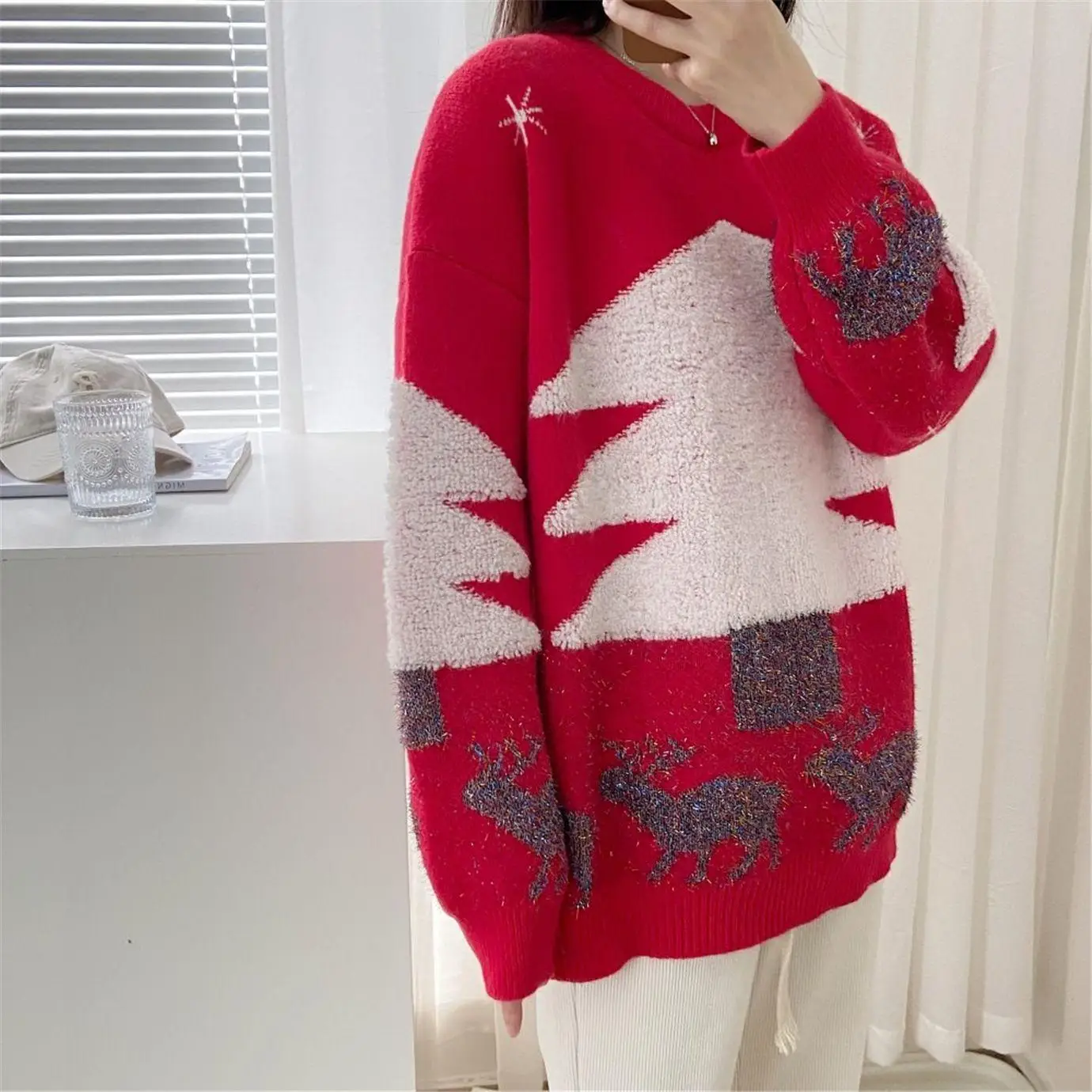 

Christmas Tree Pattern Crochet Pullovers Knitwear Sweater High Quality Korean Fashion Autumn and Winter Sweaters