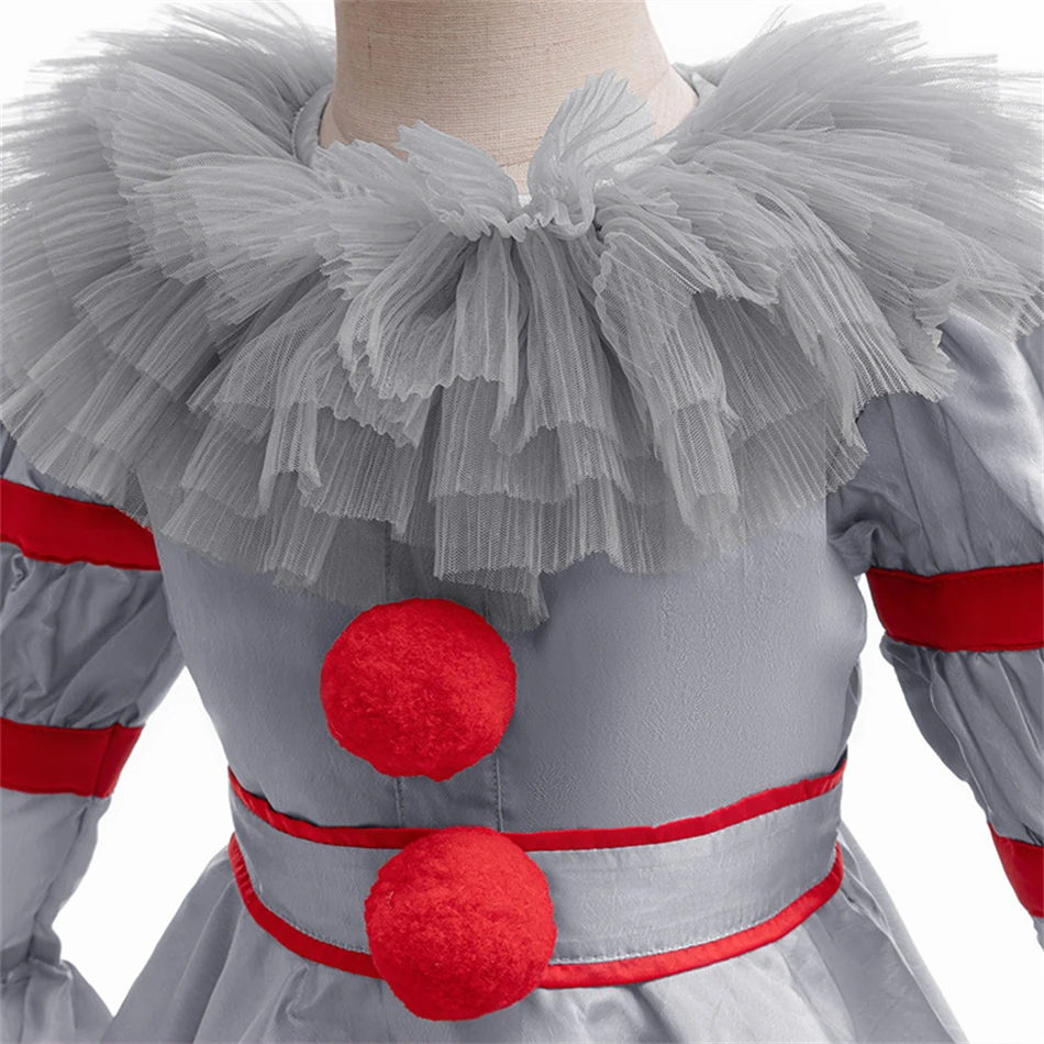 Clown Costume Girls Halloween Dress Kids Birthday Carnival Theme Party Long Sleeves Outfits Children Stage Performance Clothing