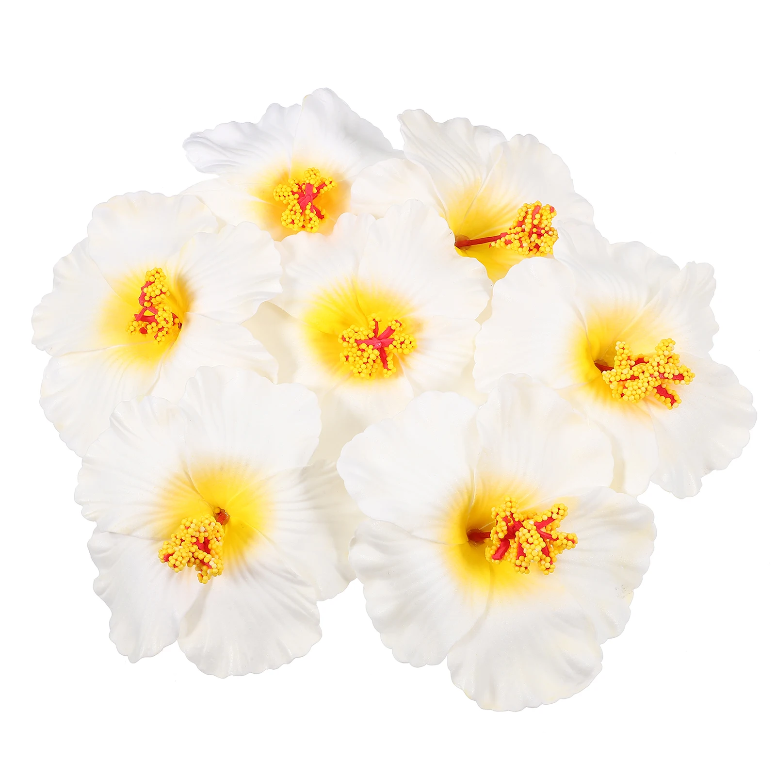 

10 Pcs Artificial Flowers Decoration Lifelike Faux Hawaiian Hibiscus Tropical DIY for Party Coffee Shop Hotel Bar Office Living