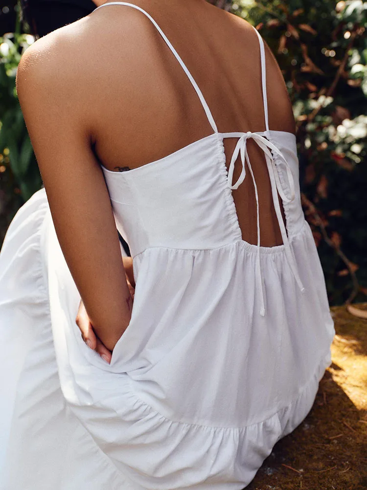 Vestido Midi de Verão, Novidade, Sem Mangas, em Camadas, com Detalhes em Seda e Chiffon, Estilo Baile, para Mulheres, para Ev...