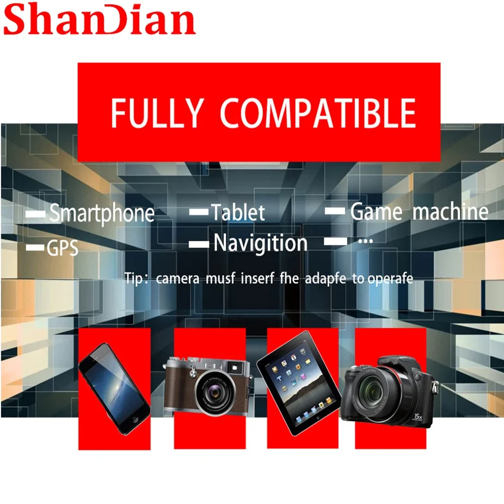 SHANDIAN 128GB SD Memory Card High Speed 64GB TF with Card Reader Smart Memory Card 32GB Suitable for Camera Drone Mobile Phone