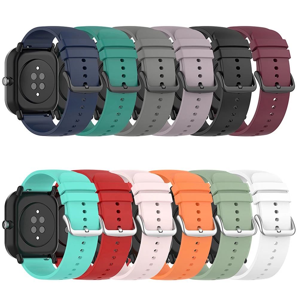 Pulseira de silicone de 20mm para huami amazfit gts 4/2 mini gts 3 2e pulseira de relógio inteligente para huami amazfit bip 3/bip u pro