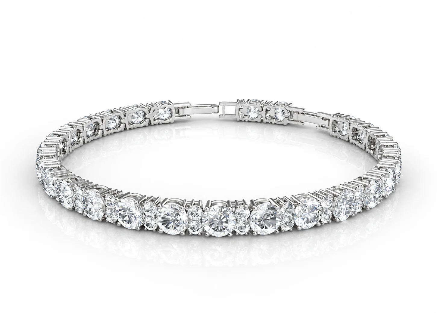 Daisini Tennis Bracelet Embellished with Premium Grade Crystal From Swarovski Quality Brass 18K White Gold Plated Personalized