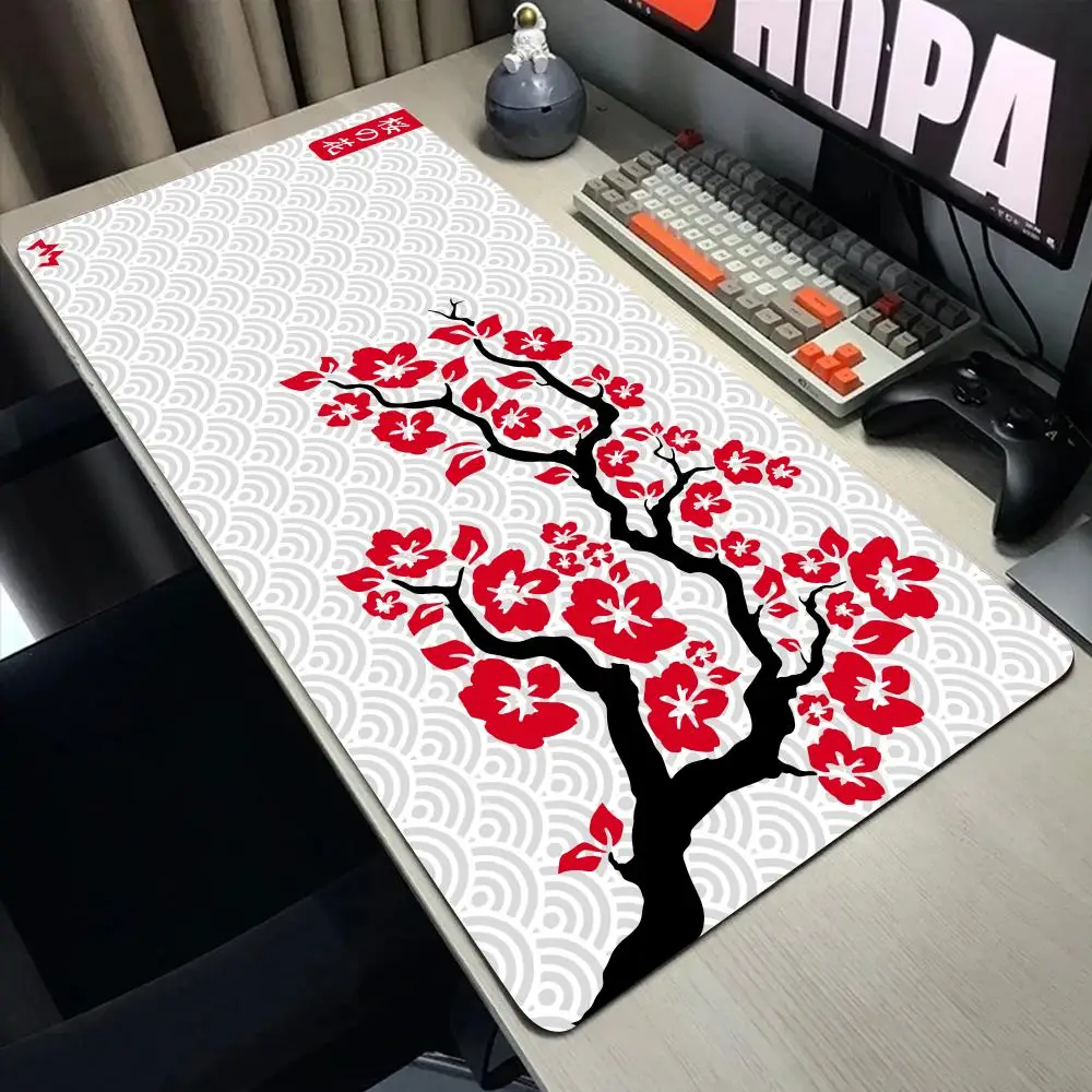 Large Gaming Mouse Pad XXL Gaming Accessories Office Gamer Keyboard Sakura Desk Mat Non-Slip Laptop Pink Cherry Blossom Mousepad