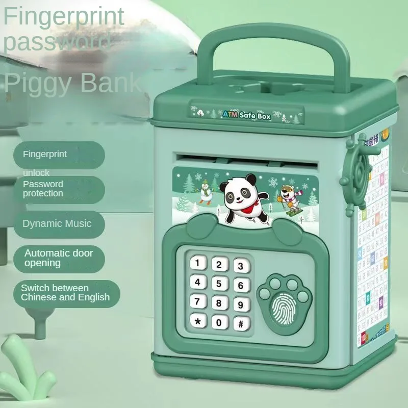 Money Box with Fingerprint Piggy Bank Electronic ATM Savings Box for Coins Cash Safe Large Coin Bank Password Lock for Children