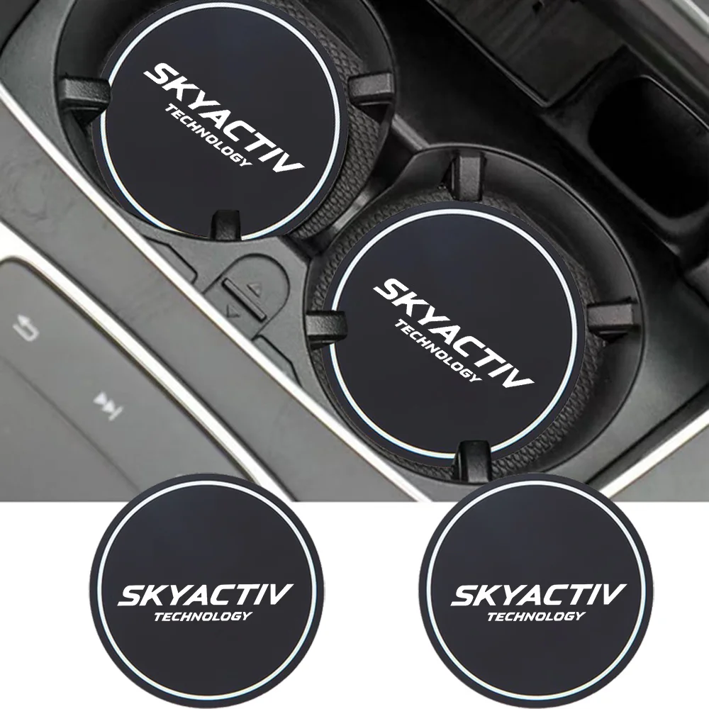 2pcs Car Cup Holder Coaster Silicone Cup Holder Cup Pad Mats for Mazda Skyactiv CX3 CX4 CX5 CX7 CX8 CX9 CX30 MX5 RX Interior