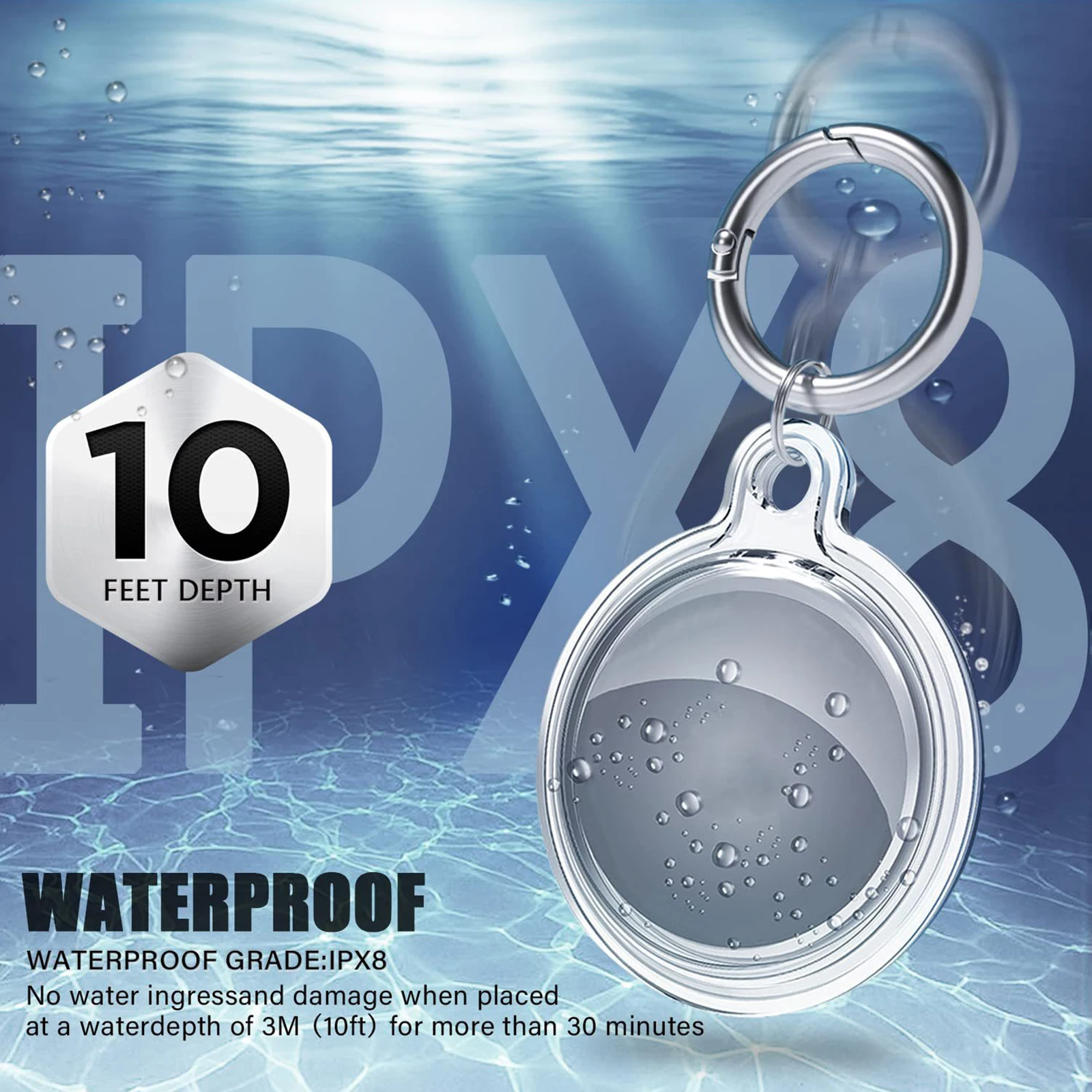 Airtag Waterproof Case Transparent TPU Case Airtag Holder Anti Lost Keychain For Luggage Backpack Kids Pet Collar Key Tracker