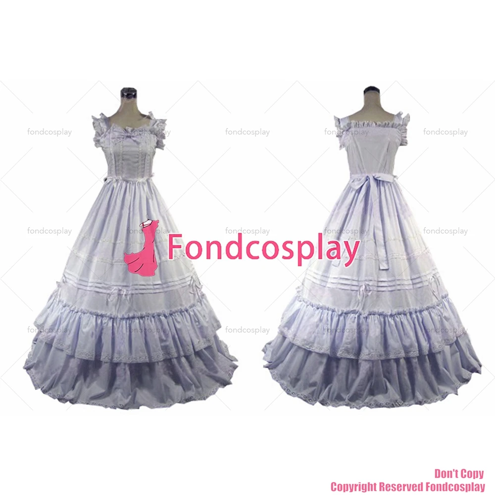 fondcosplay Gothic Lolita Punk Medieval Gown Ball Long Evening white cotton Dress cosplay costume CD/TV[CK1437]