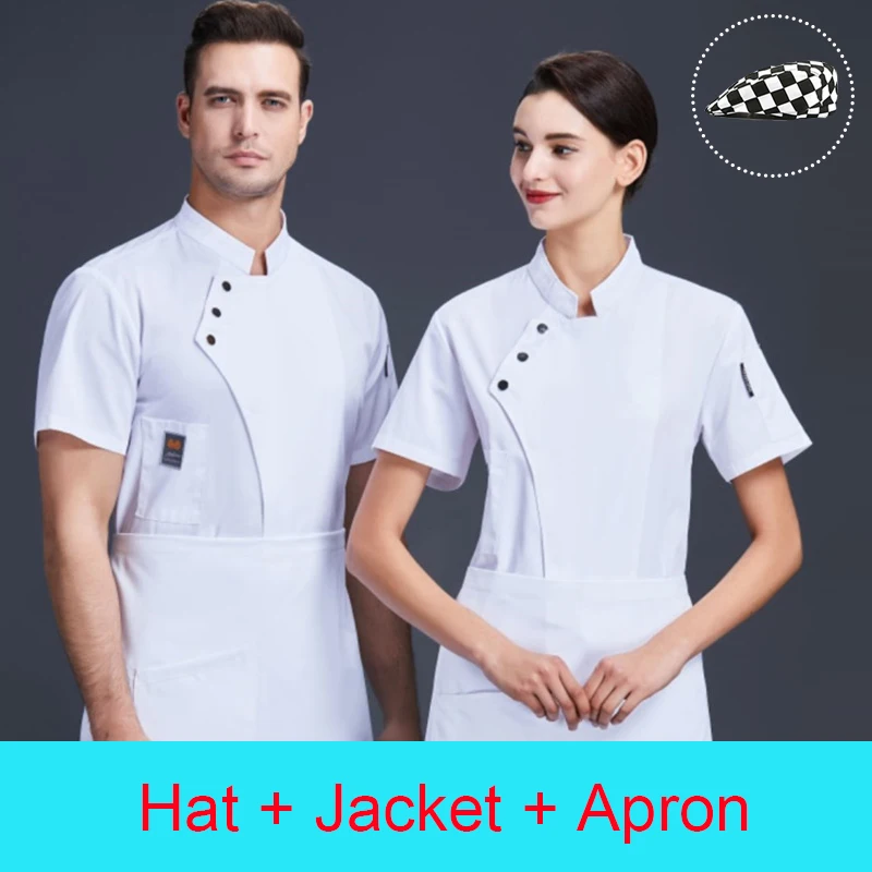 Hotel Female Chef Uniform Catering Chef's Shirt Bar Work Jacket Cafe Kitchen Aprons Bakery Man Cook Hat Cake Shop Cooking Cap