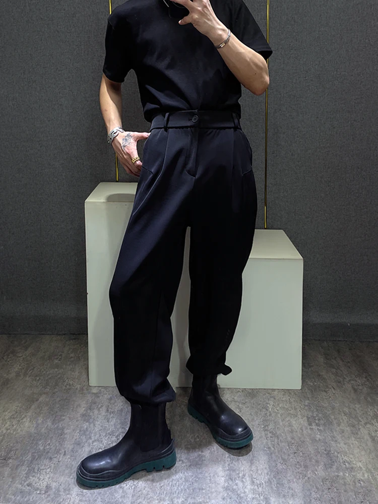 

Мужские повседневные брюки Ele Bla: облегающие, осенне-весенние, стильные, длинные, на липучках, молодежные, модные