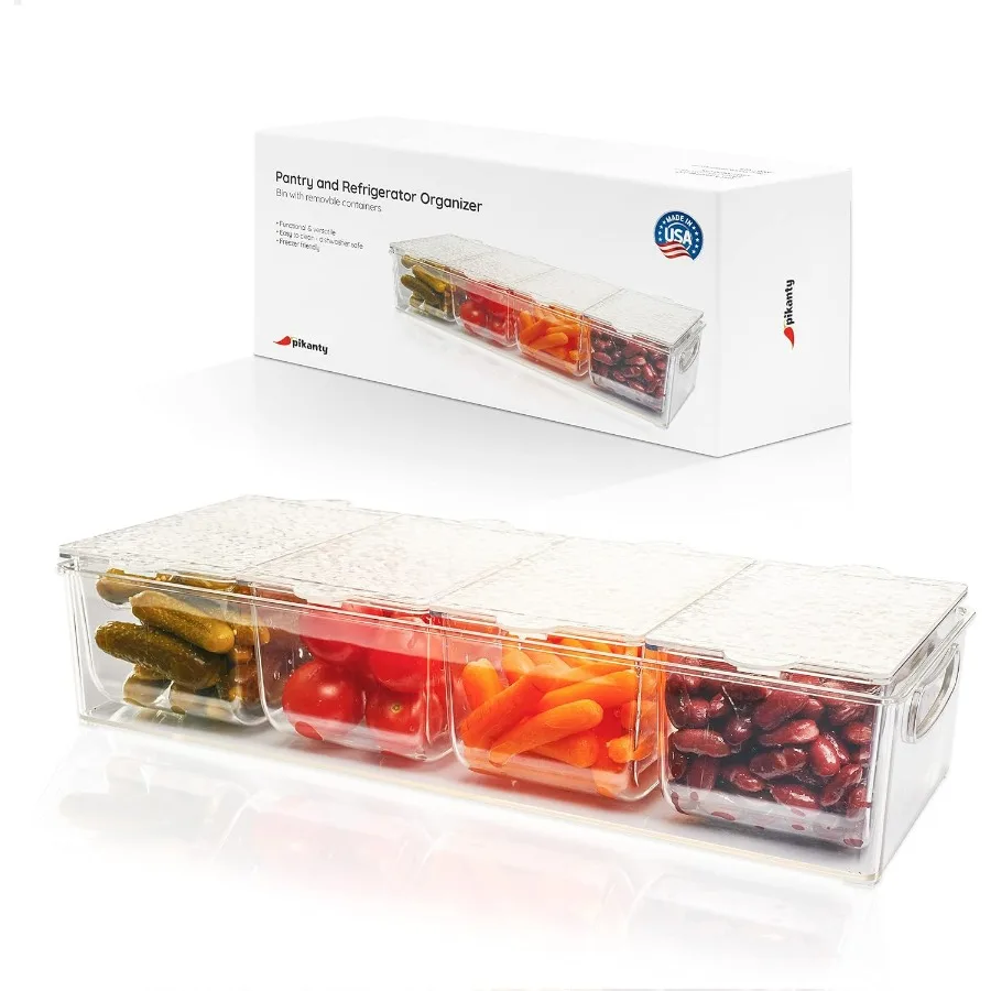 

Condiment Server with 4 Removable Containers and Lids Perfect for Outdoor Gatherings BBQs Picnics and Family Reunions Convenien