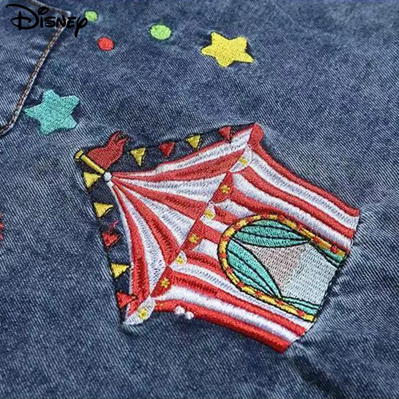 Disney 2024 New Arrival Top Fashion Cotton Embroidery Dumbo Loose Ins Cartoon Large Size Casual Cowboy Shirts