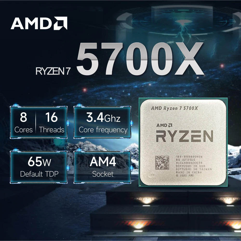 Nouveau processeur AMD Ryzen 7 5700X 3.4GHz 7NM L3 = 32M, prise 65W AM4 8 cœurs 16 threads R7 5700X DDR4 mais sans ventilateur