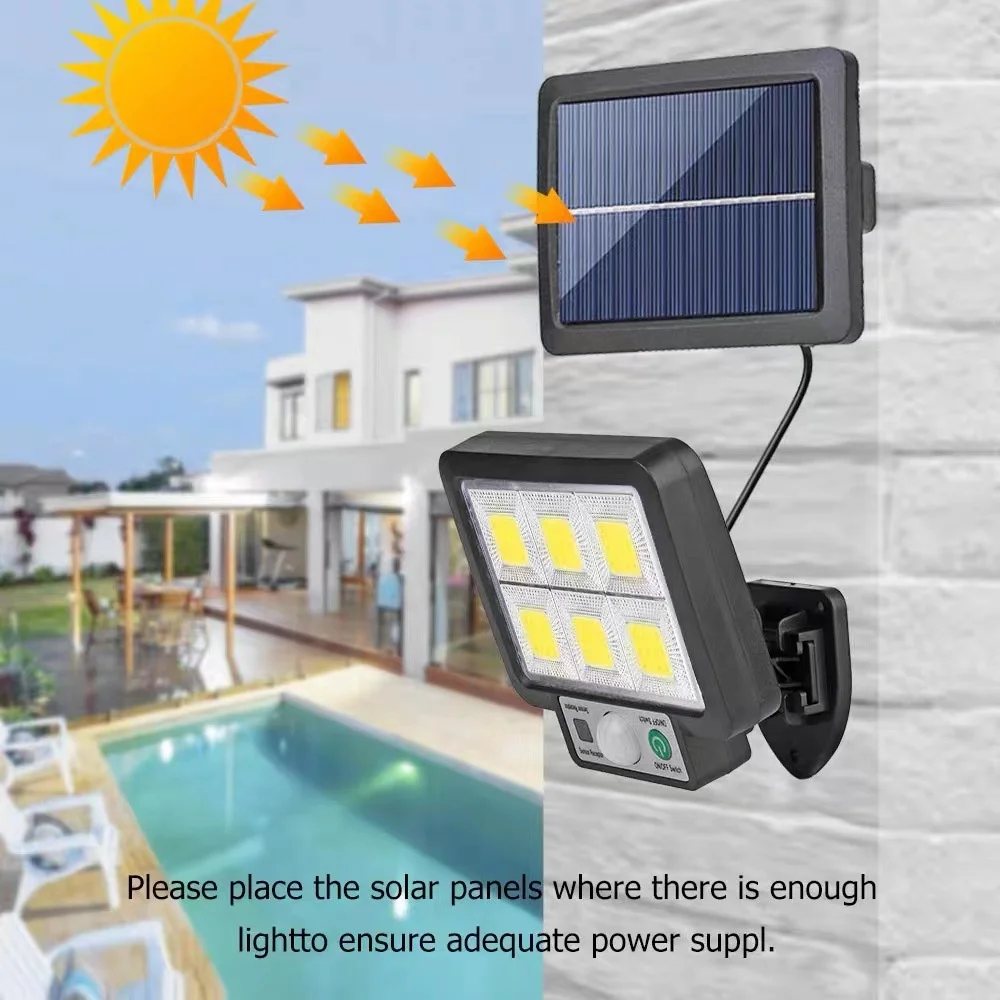 Outdoor Solar COB Street Lights With 3 Light Mode Motion Sensor Wall Lamp Waterproof Garden Courtyard Yard Path Security Lamp