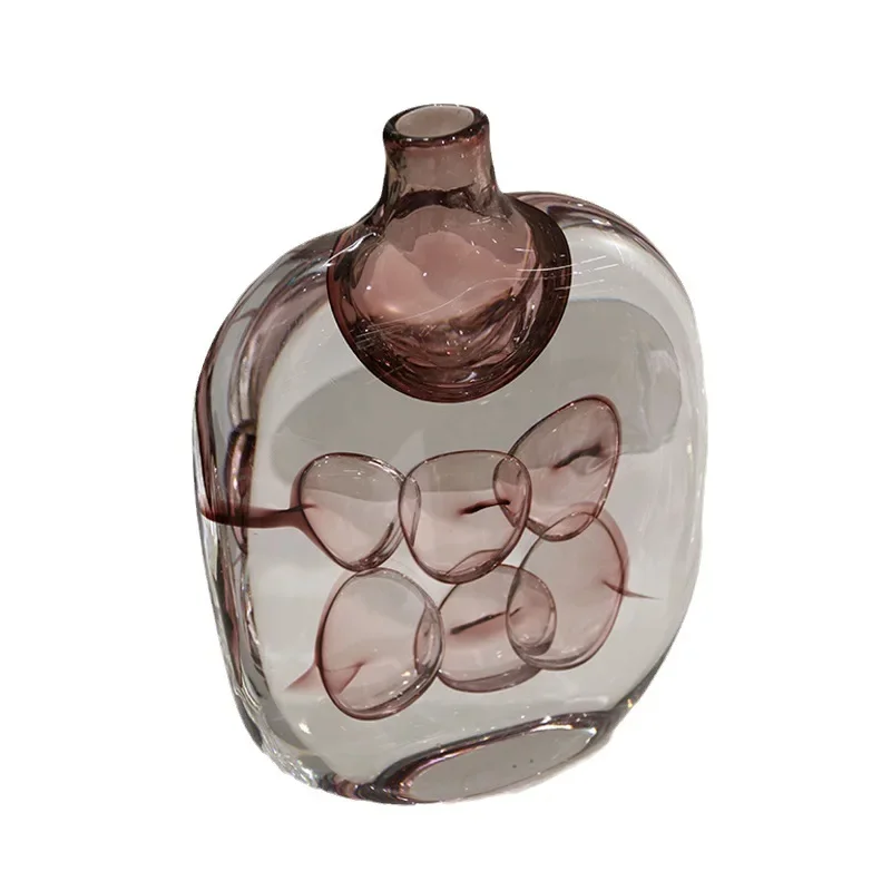 

Creative glazed vase art ornament simple flower ware transparent decoration in modern model room of living room