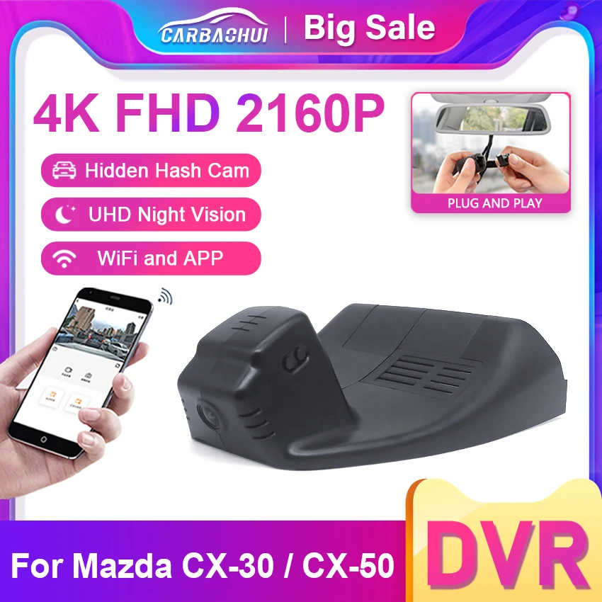 

Car DVR for Mazda CX-30 CX-50 CX30 CX50 EV 2023 2022 2021 2020 Plug and Play 4K Dash Cam Camera Video Recorder Hidden DashCam