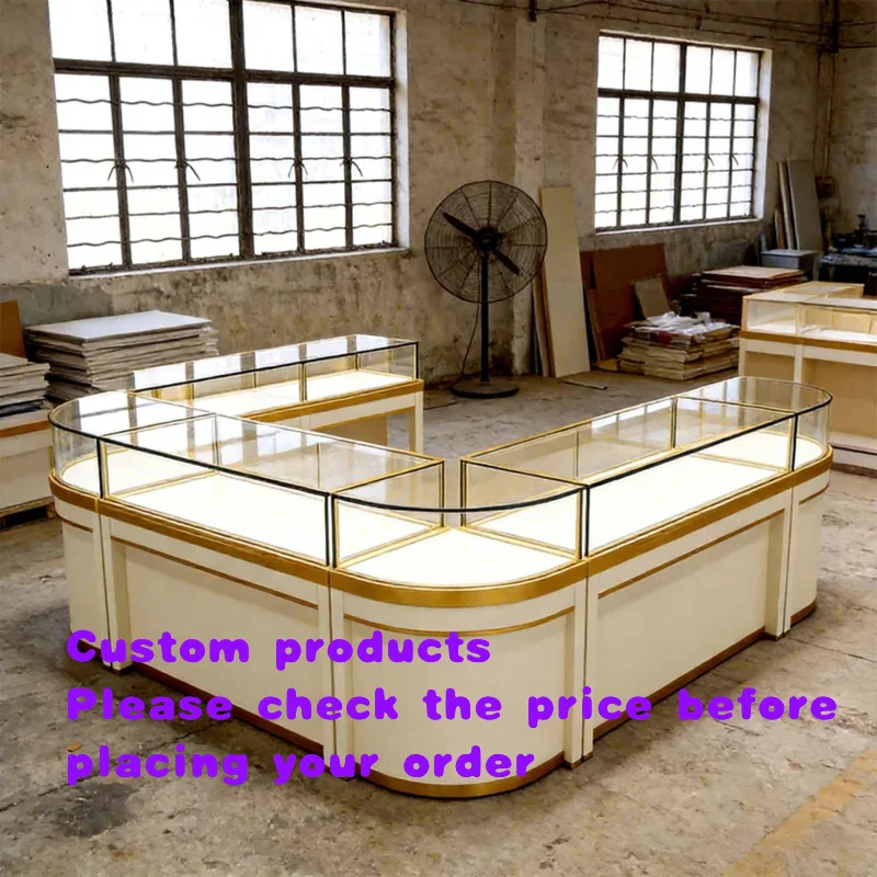 custom.Luxury Jewelry Display Counter with Frame and Lockable Glass LED Lighting Retail & Showroom Use