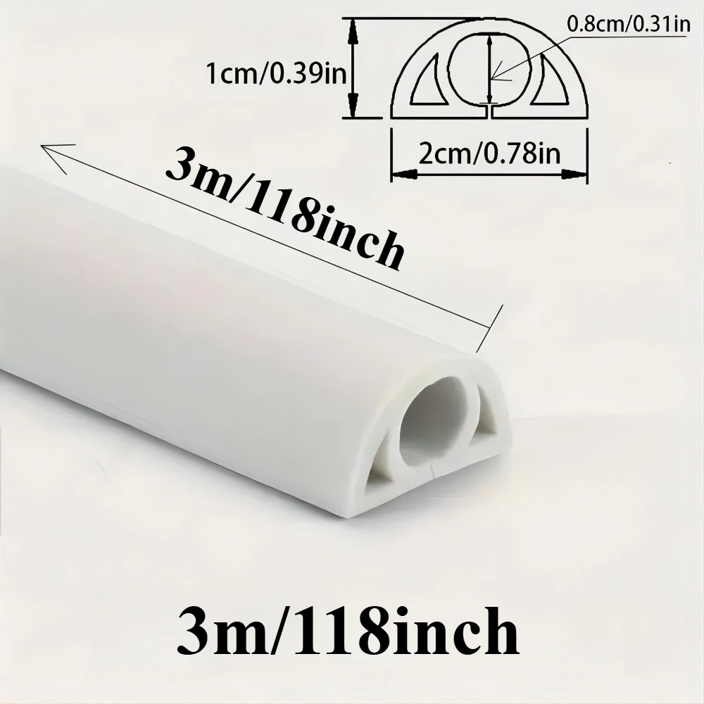 1PC 3M Floor Cord Cover Floor Cable Sheaths PVC Flexible Electrical Conduit Cable Protectors Adhesive Cable Hiders for Floors