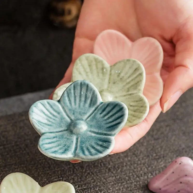 Ceramic Bow Shaped Spoon Rest Set Cute Colorful Glaze Smooth Surface Perfect For Kitchen Dining Table Tea Party