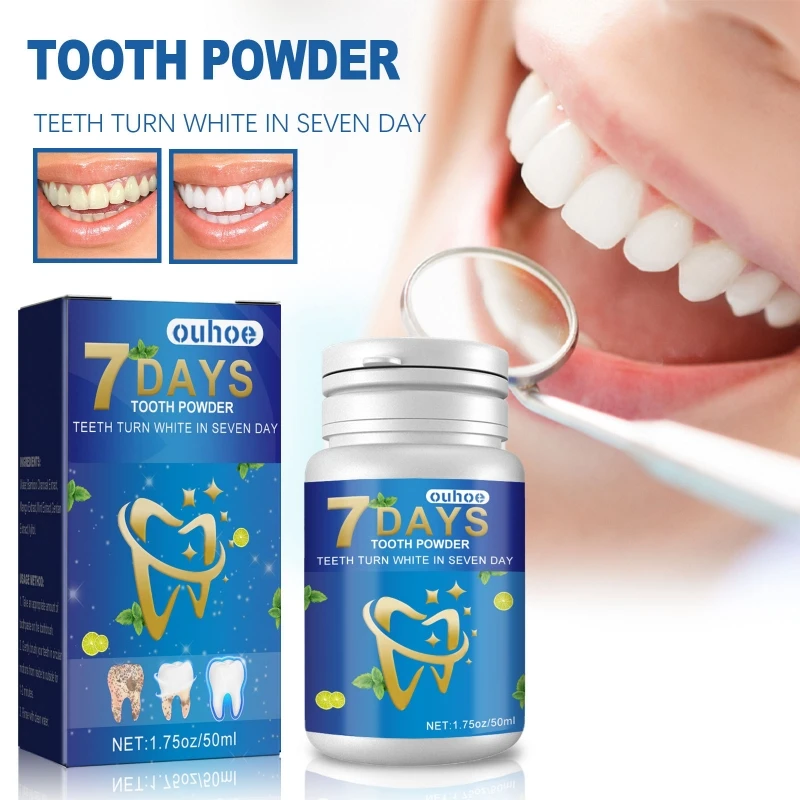 7 Days Teeth Whitening Powder Cleaning Beauty Teeth Remove Yellow Plaque Smoke Stains Fresh Breath Oral Dental Care Tool